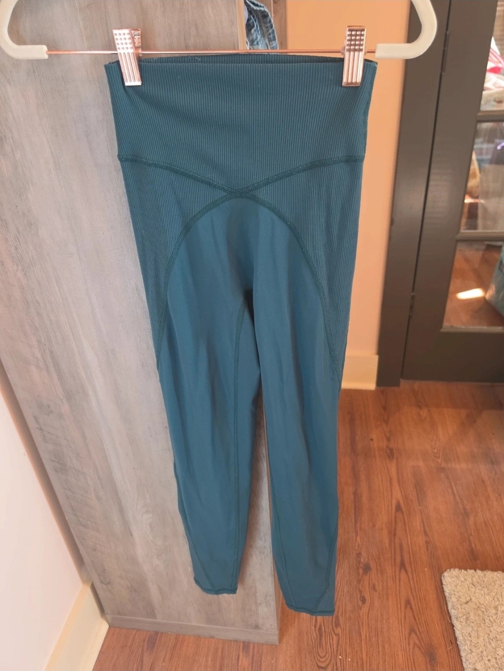 Aerie Offline High-Waist Ribbed Athletic Leggings in Teal